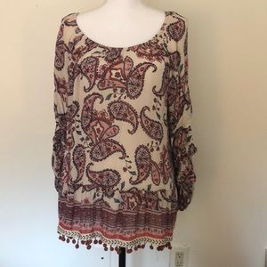 Democracy XL off-shoulder long sleeve blouse